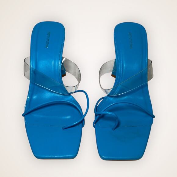 PrettyLittleThing Women’s 6 Blue Clear Strap Block Heel - Picture 3 of 7